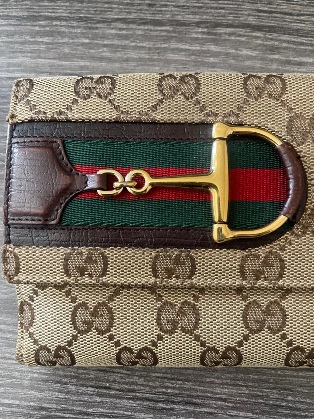 Gucci Brown GG Supreme Canvas Web Horsebit Sherry Line